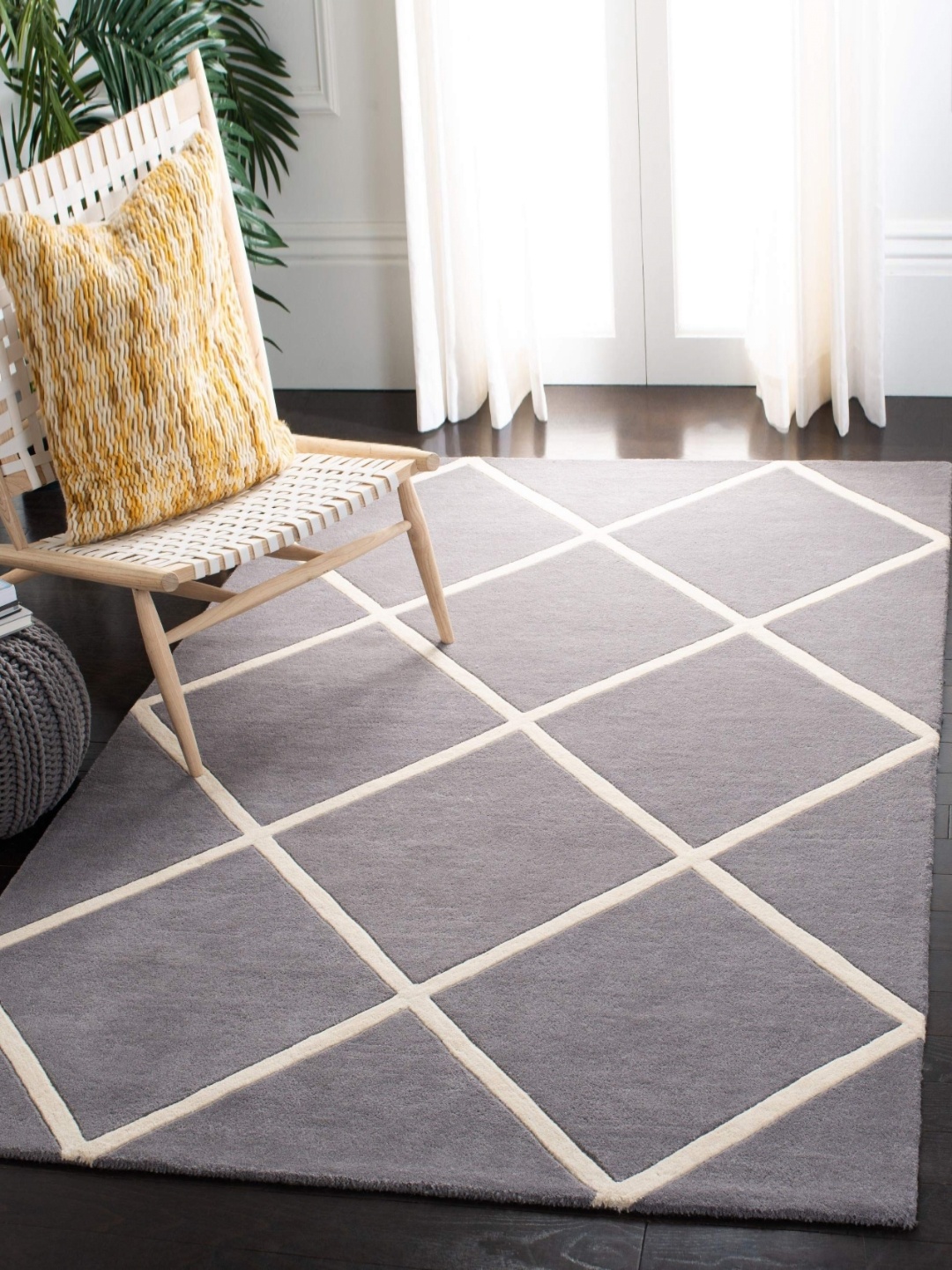 

IMRA CARPET White & Grey Geometric Rectangular Carpet