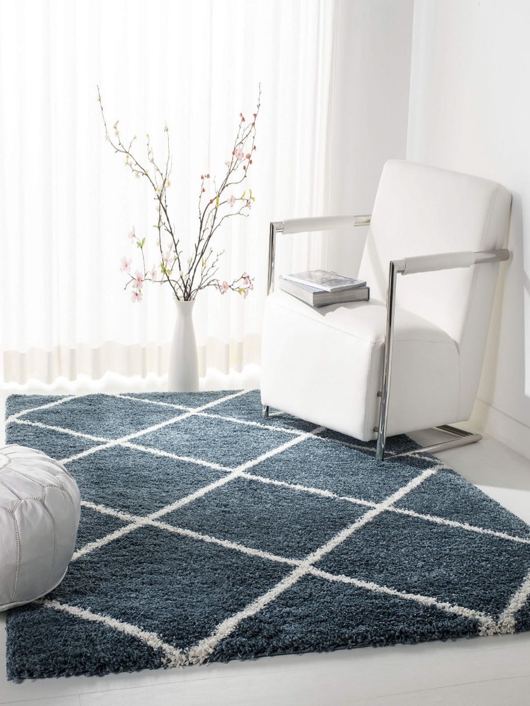 

IMRA CARPET Turquoise Blue Geometric Hand-Tufted Carpet