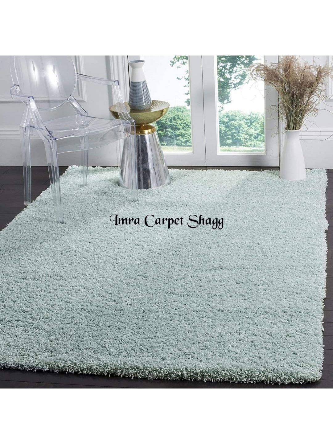 

IMRA CARPET Turquoise Blue Rectangular Shaggy Carpet