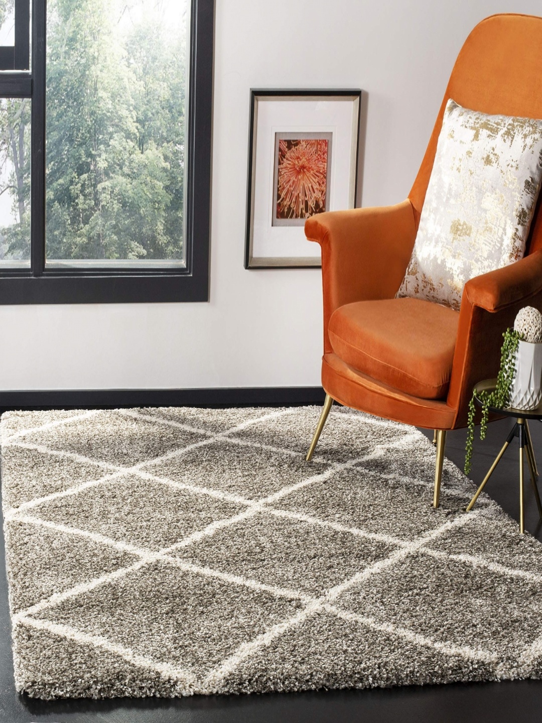 

IMRA CARPET Grey Geometric Hand-Tufted Woollen Carpet