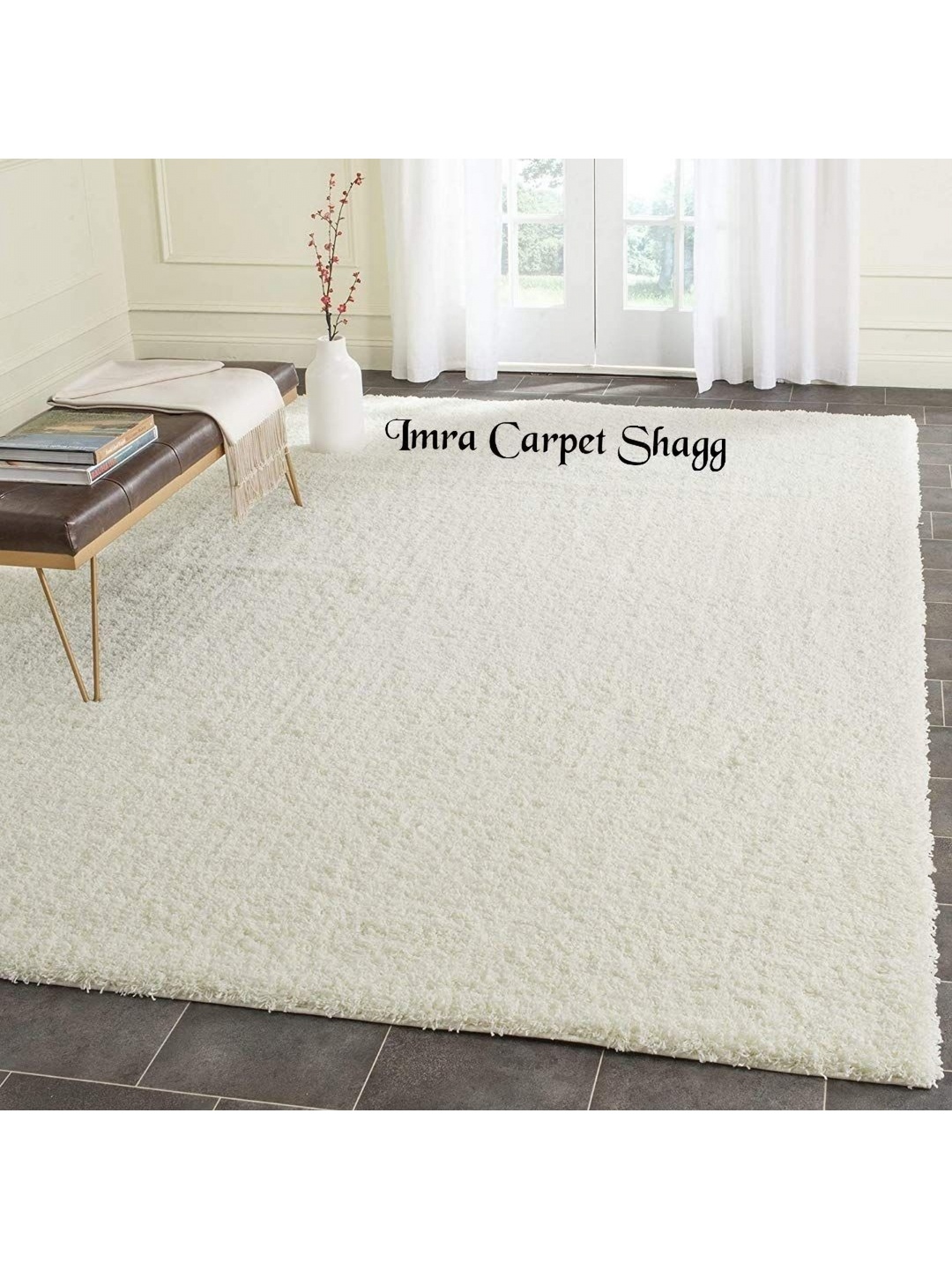 

IMRA CARPET Off White Rectangular Shaggy Carpet