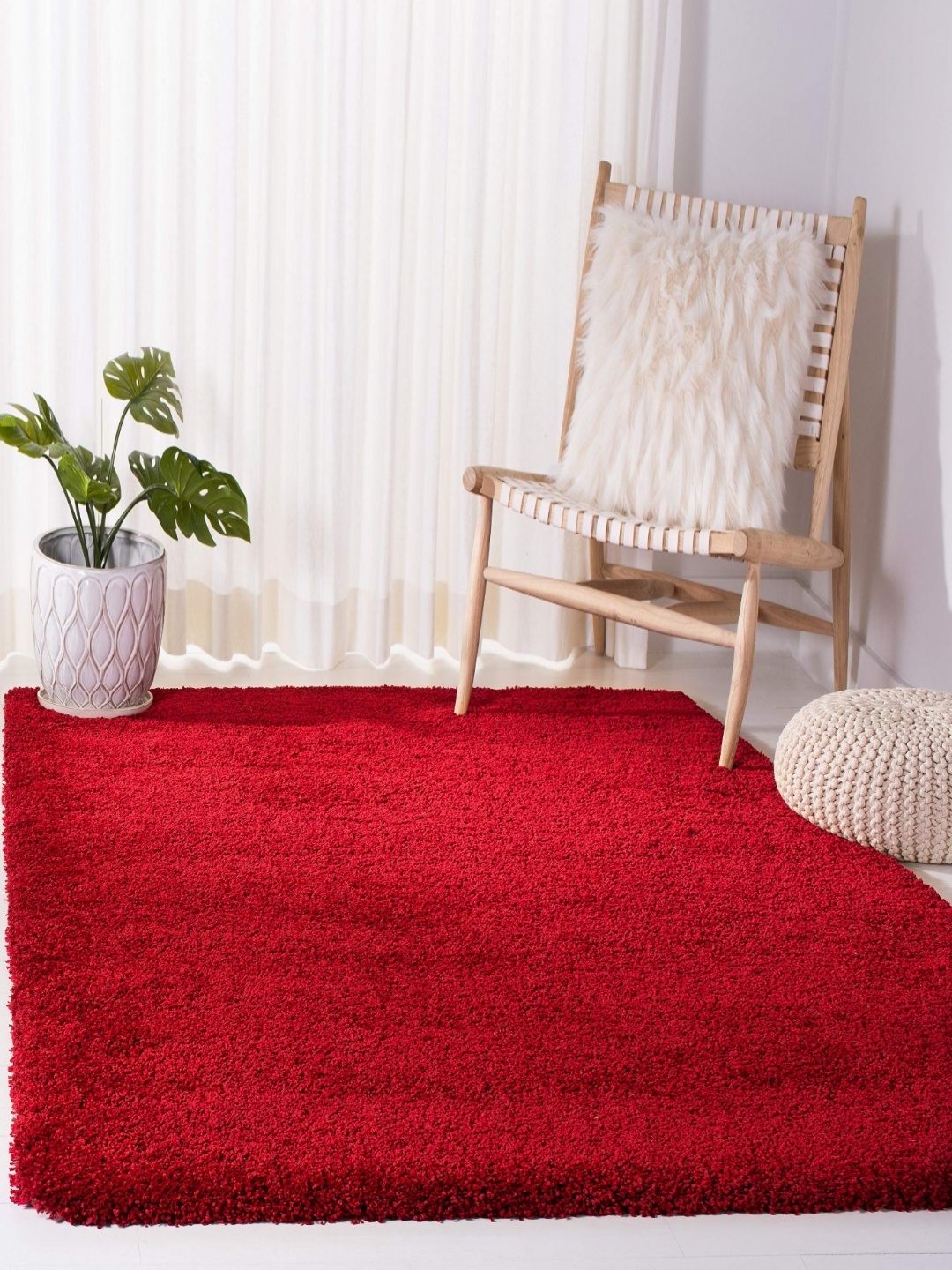 

IMRA CARPET Red Shaggy Rectangular Carpet