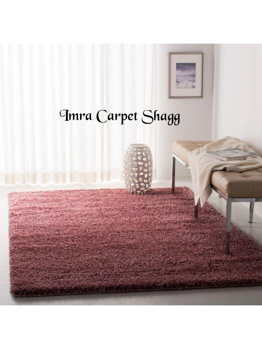 

IMRA CARPET Rose Coloured Shaggy Carpet