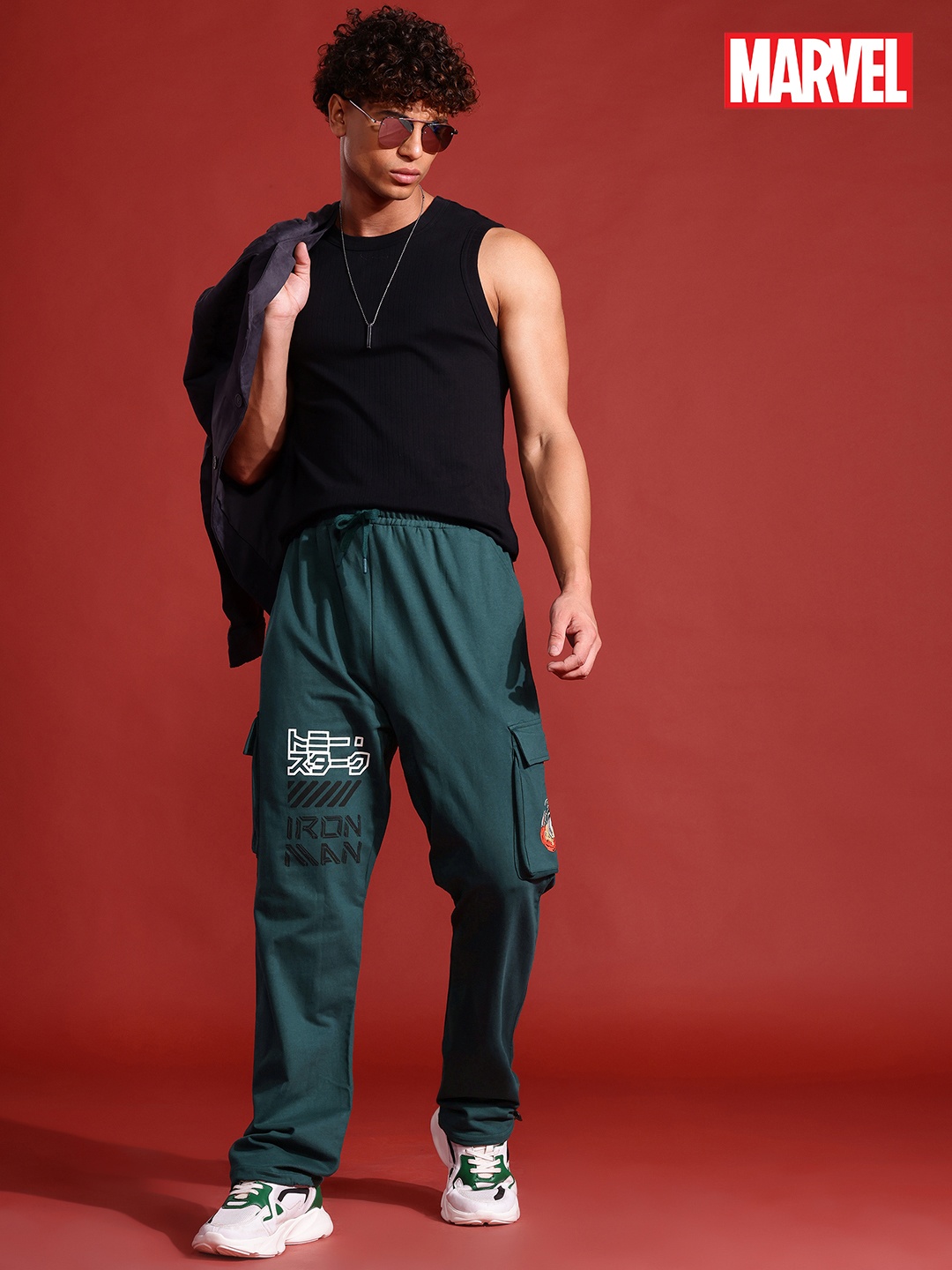 

MARVEL STREET Cyber Punk Iron Man Jogger Track Pant, Green