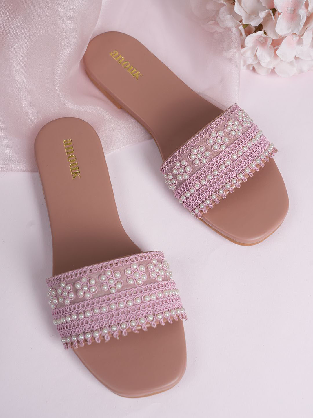 

Anouk Women Embellished Open Toe Flats, Pink