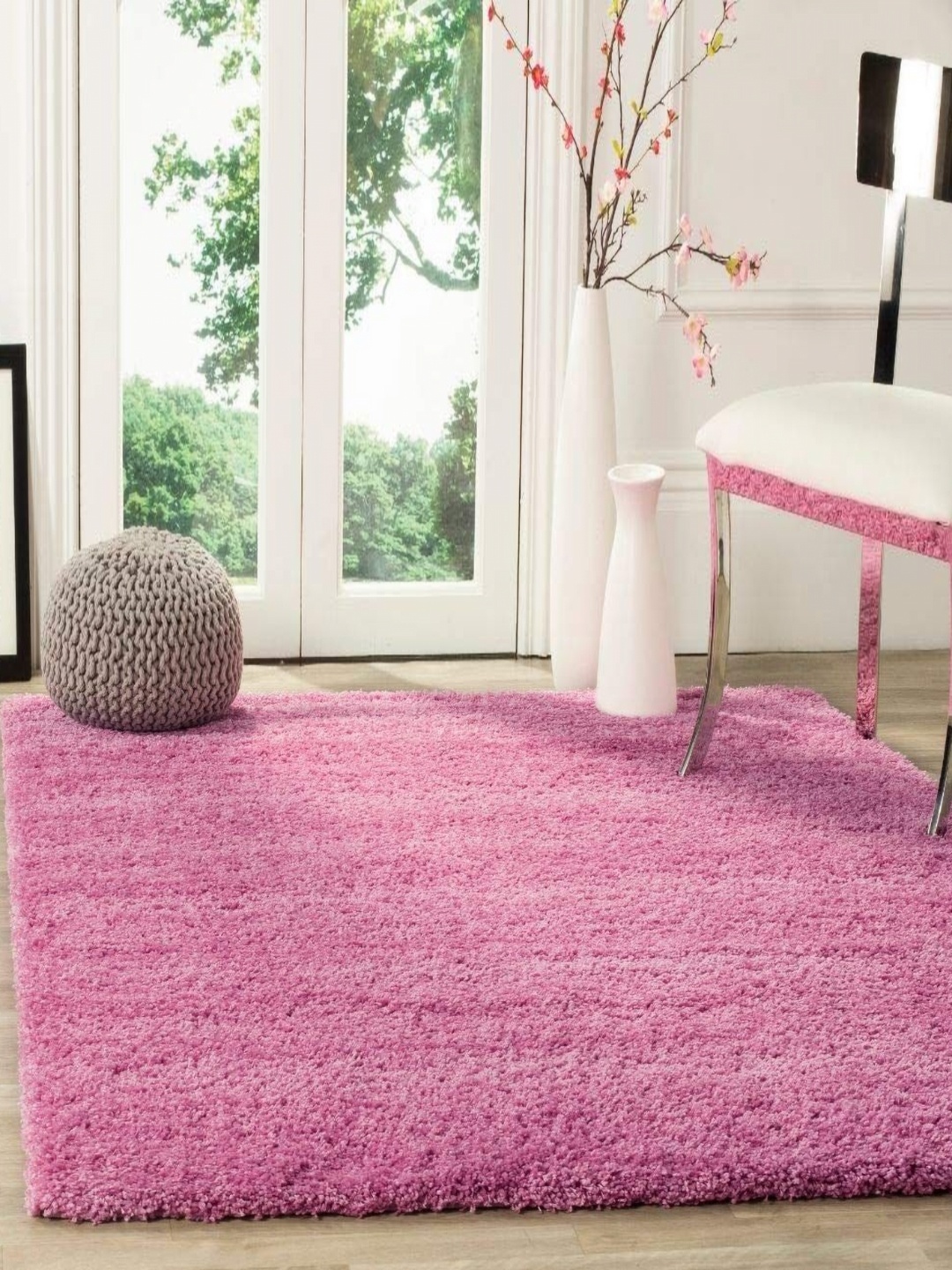 

IMRA CARPET Pink Hand-Tufted Shaggy Carpet