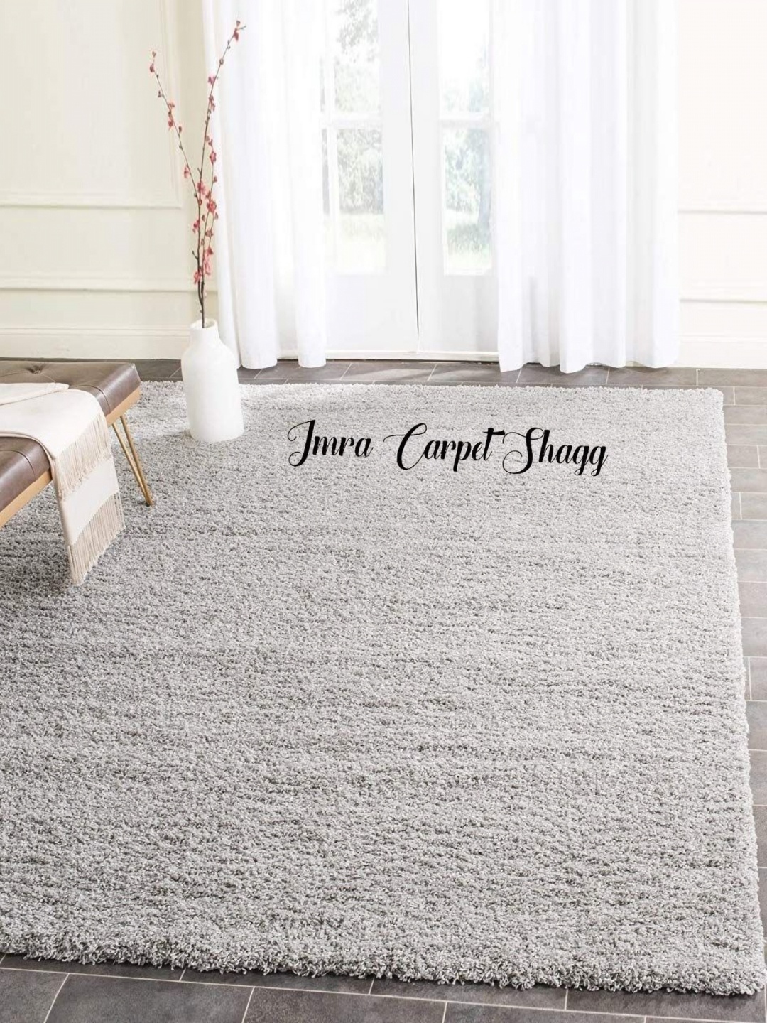 

IMRA CARPET Silver-Toned Textured Shaggy Carpet