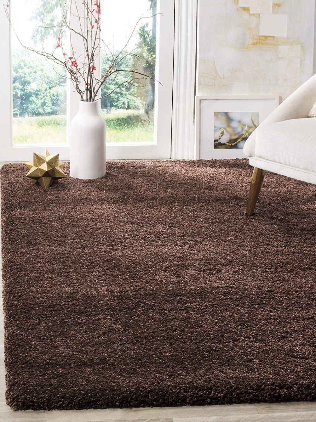 

IMRA CARPET Brown Textured Shaggy Carpet
