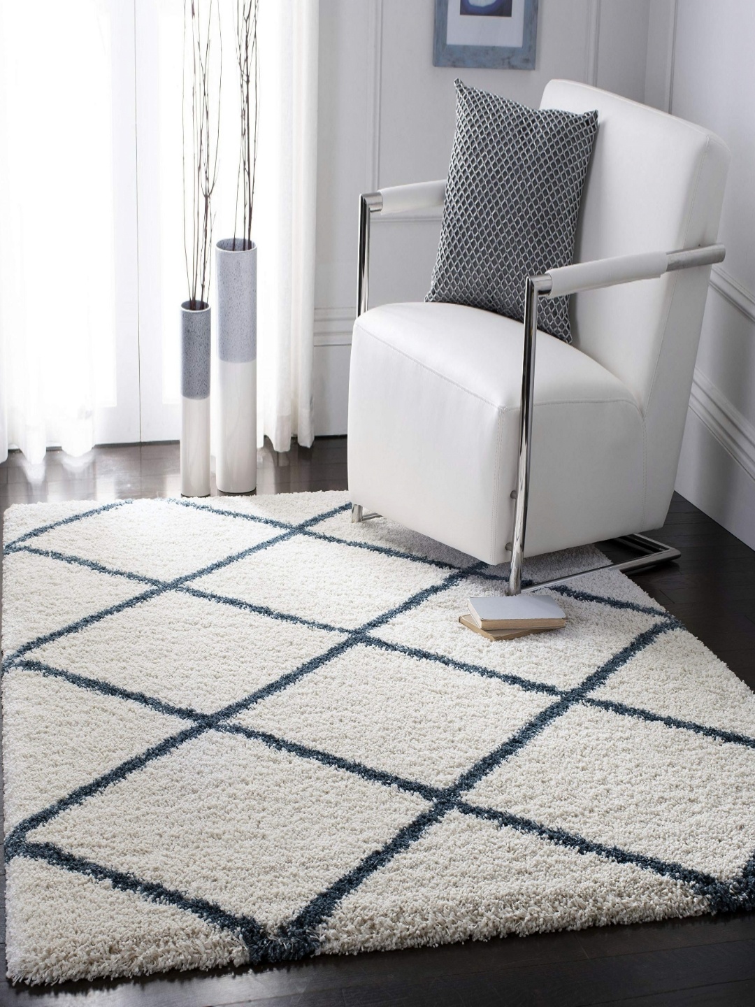 

IMRA CARPET Grey Geometric Printed Shaggy Rectangular Carpet