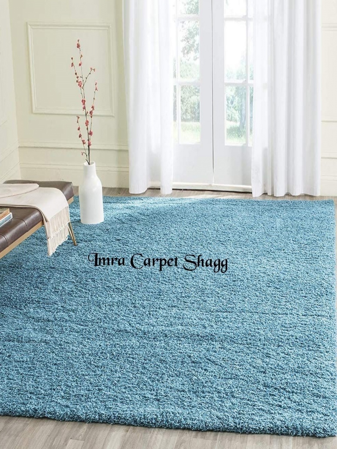 

IMRA CARPET Blue Anti-Skid Shaggy Carpet