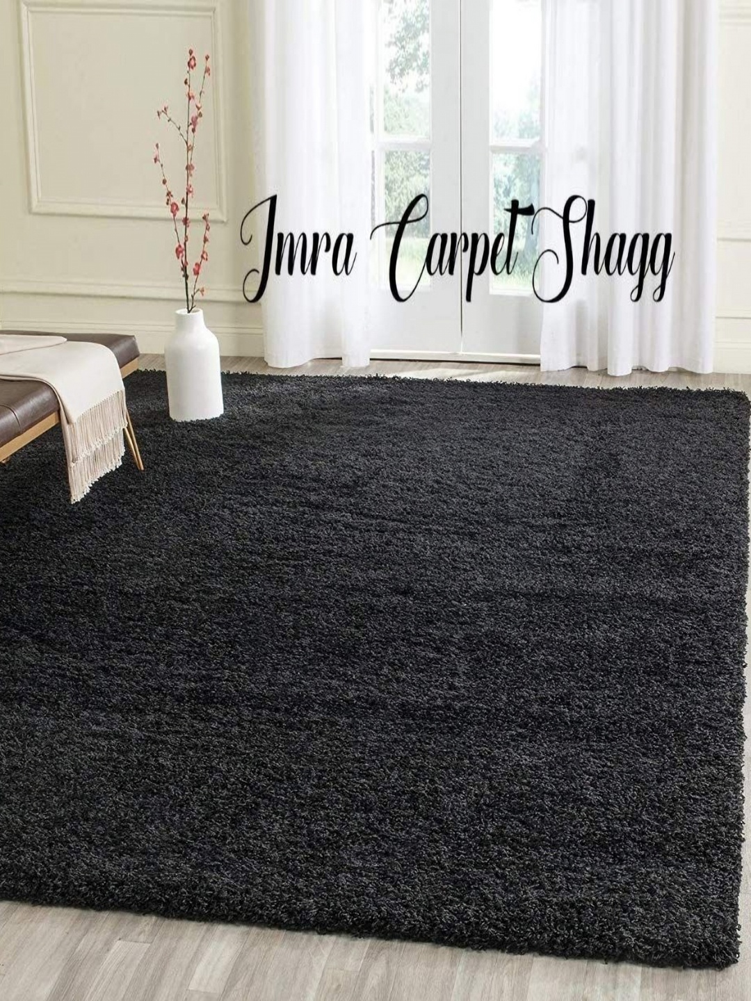 

IMRA CARPET Black Textured Shaggy Carpet