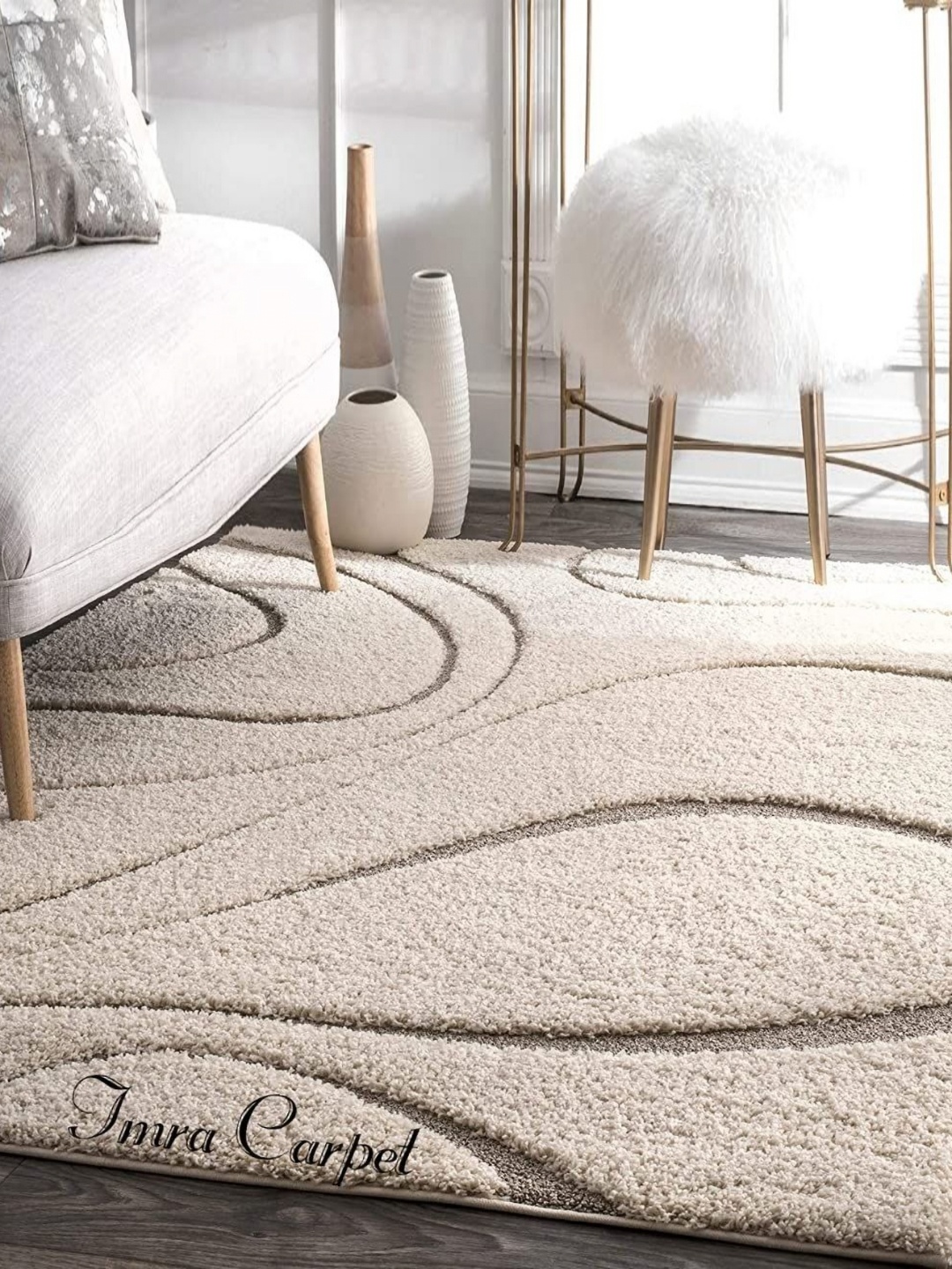 

IMRA CARPET Beige & Grey Abstract Shaggy Rectangle Carpet