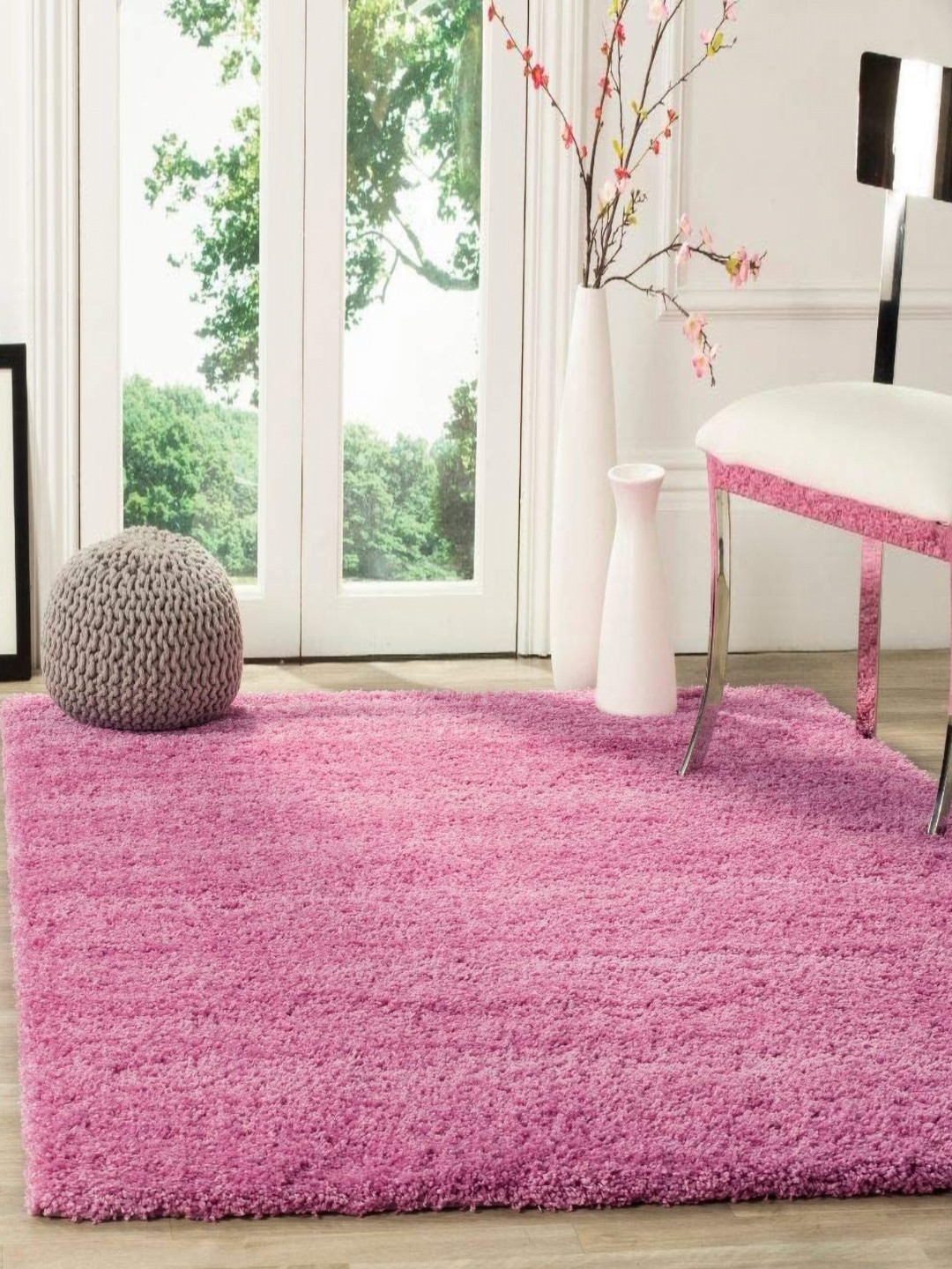 

IMRA CARPET Pink Anti-Skid Shaggy Carpet