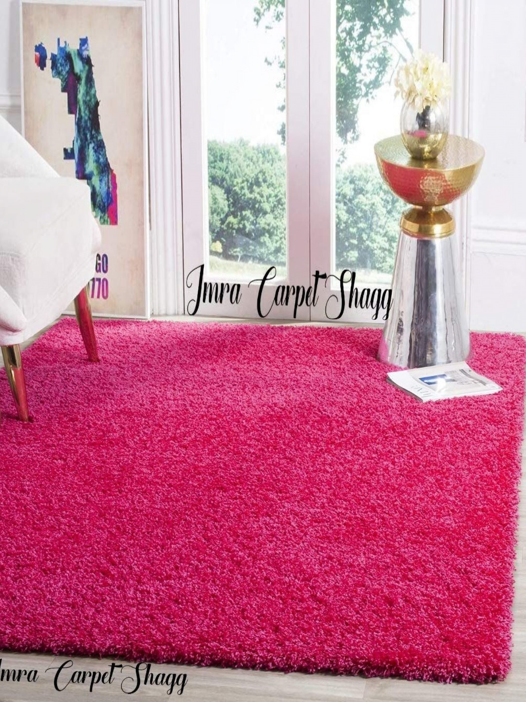 

IMRA CARPET Pink Rectangle Shaggy Carpet