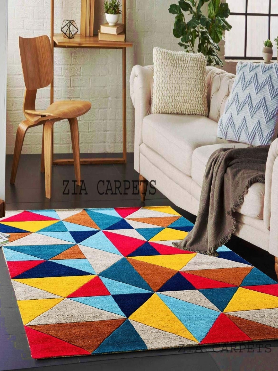 

IMRA CARPET Grey & Yellow Geometric Shaggy Rectangle Carpet