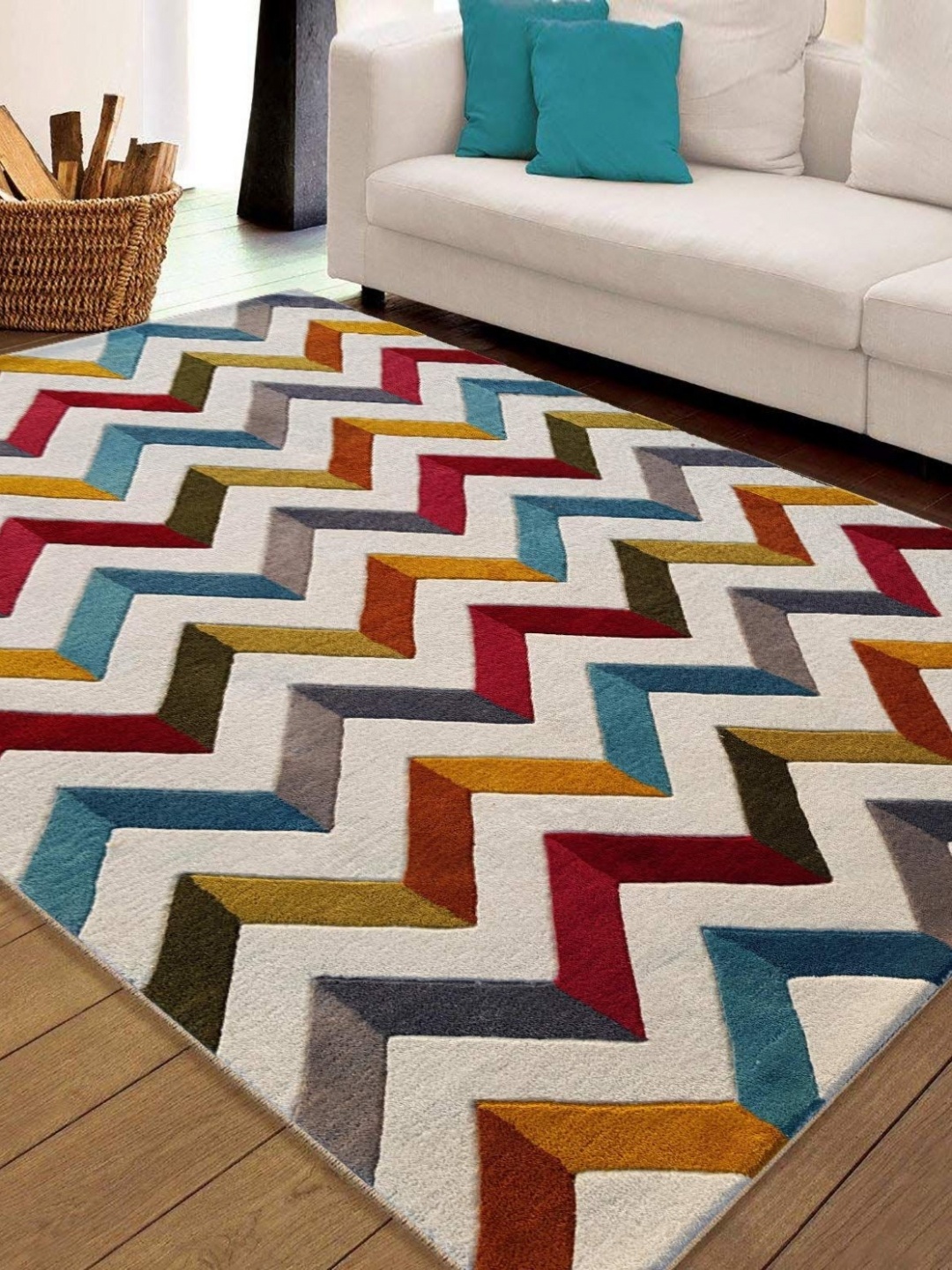 

IMRA CARPET Beige Geometric Shaggy Carpet