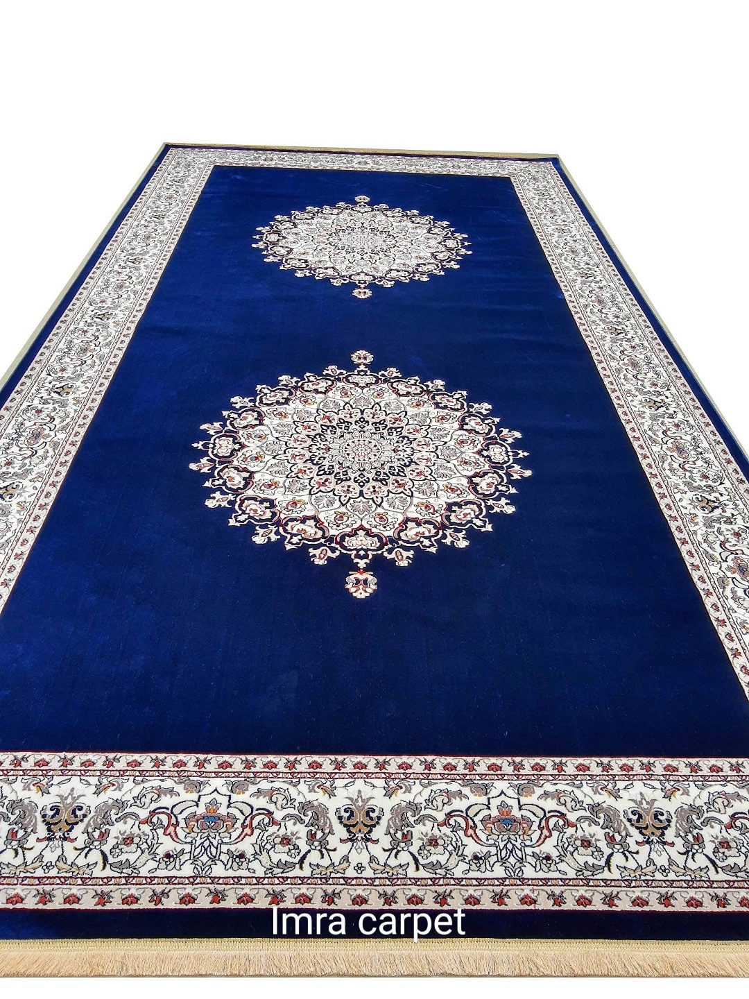 

IMRA CARPET Blue & White Ethnic Motifs Woollen Rectangular Shaggy Carpet