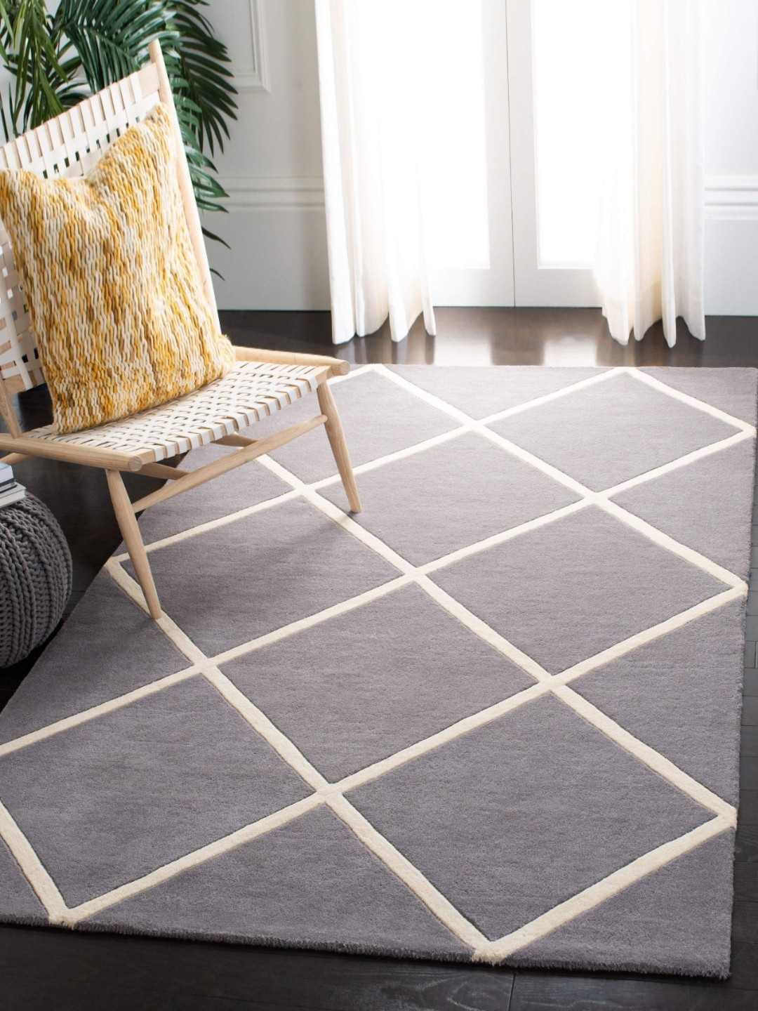 

IMRA CARPET Grey & White Geometric Shaggy Rectangle Carpet