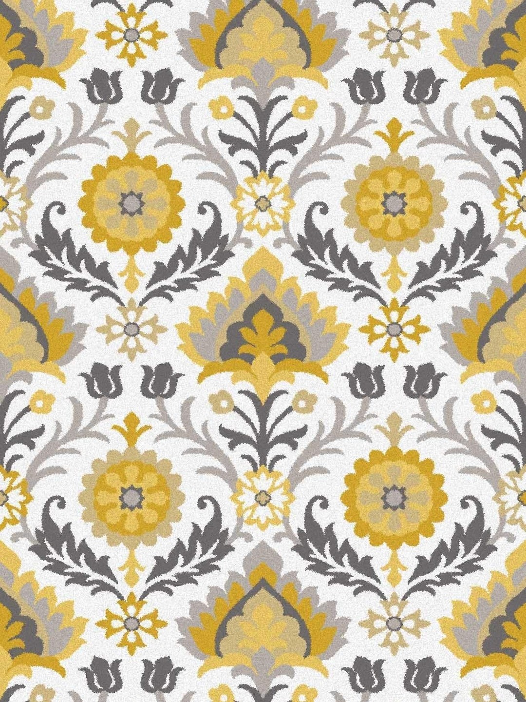 

IMRA CARPET White & Mustard Yellow Ethnic Motifs Shaggy Rectangle Carpet