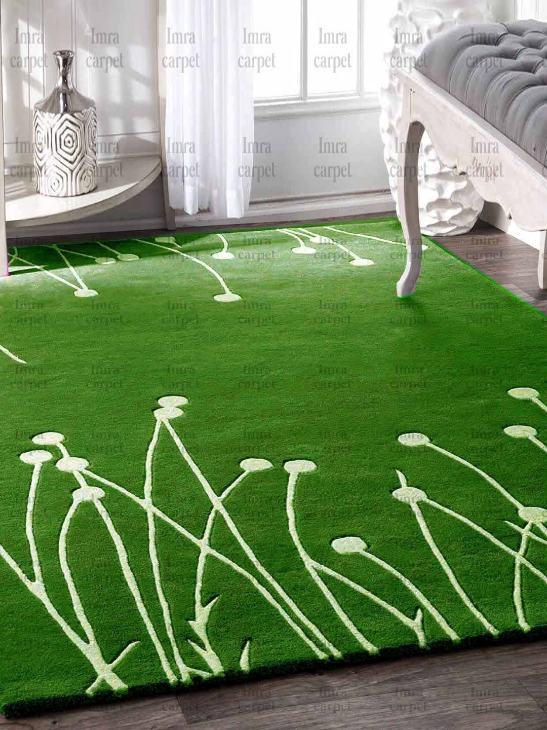 

IMRA CARPET Green Hand-Tufted Woollen Carpet