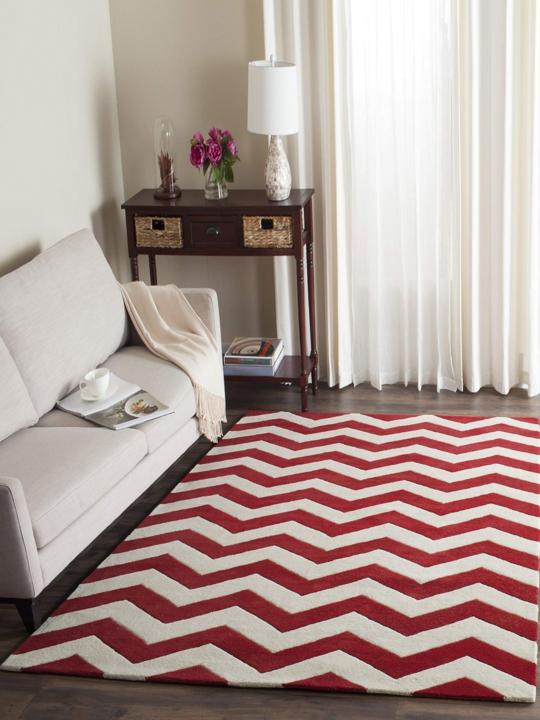 

IMRA CARPET Red & White Geometric Printed Carpet