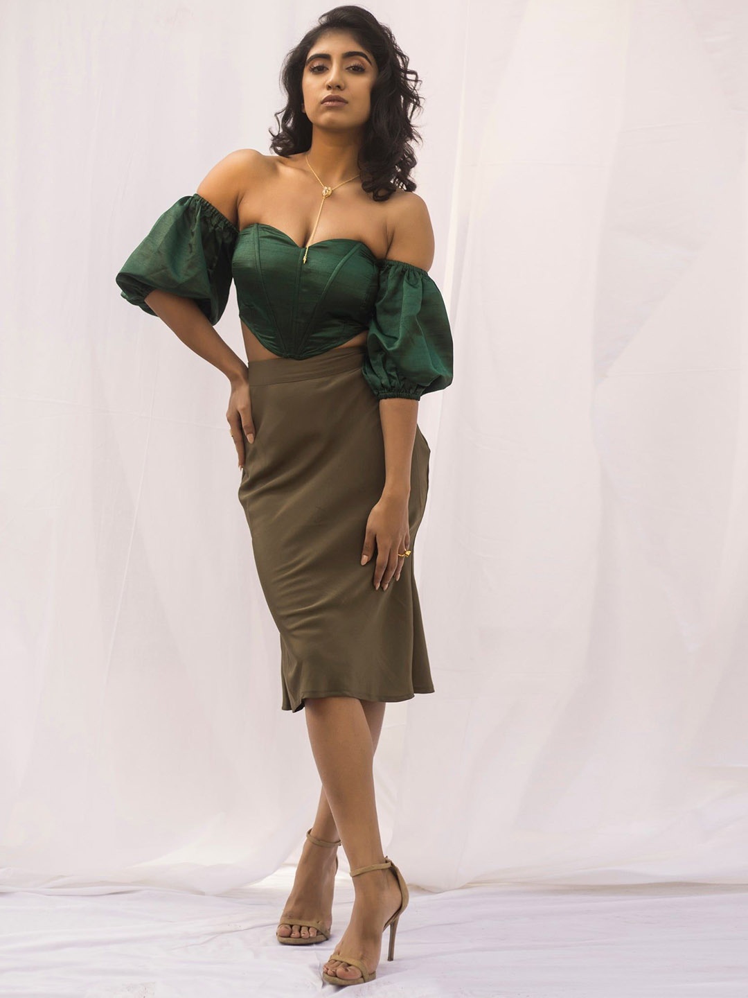 

Lea Clothing Co. Women Corset Crop Top, Green