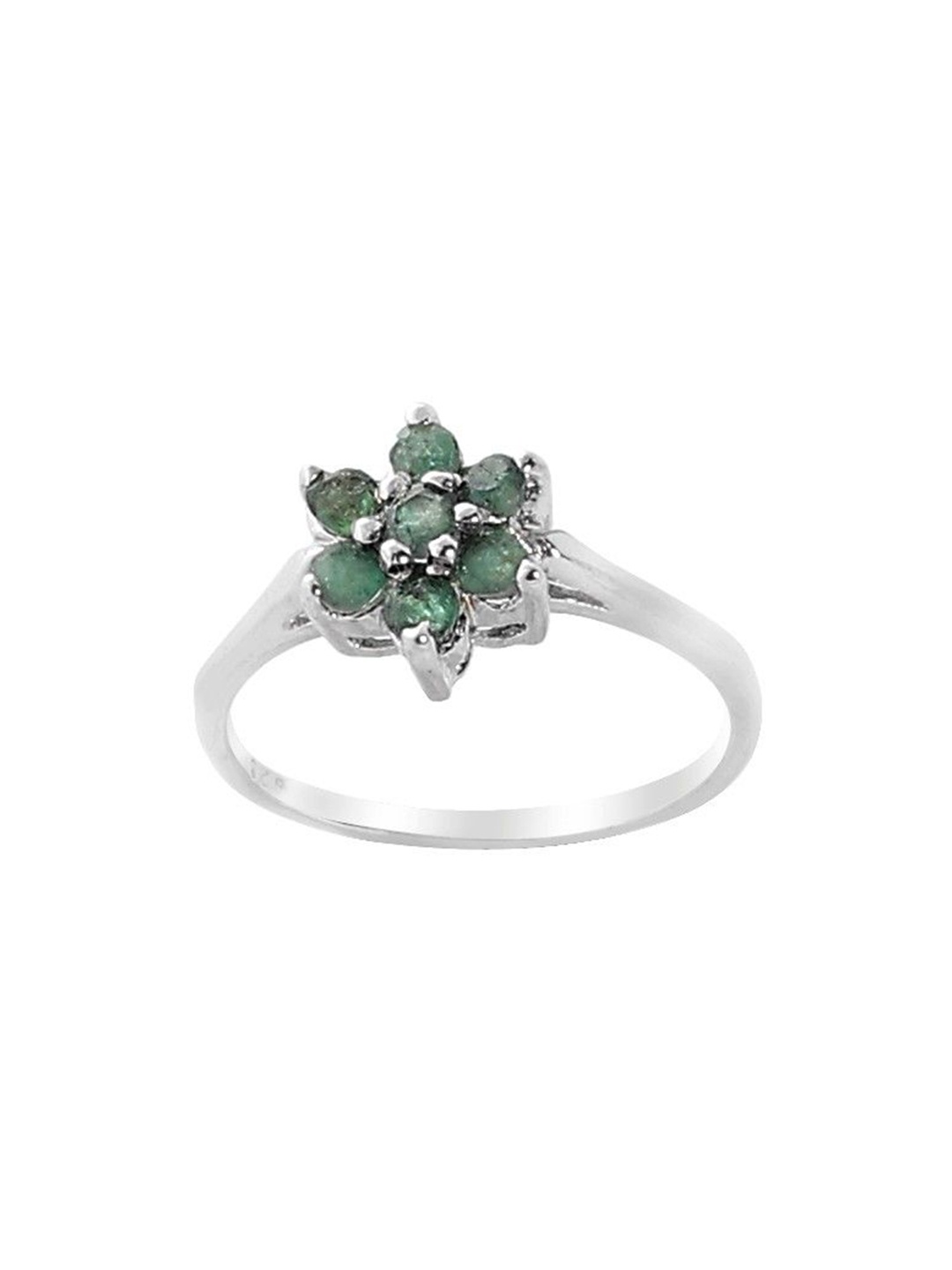 

Exotic India Sterling Silver Gemstone-Studded Finger Ring