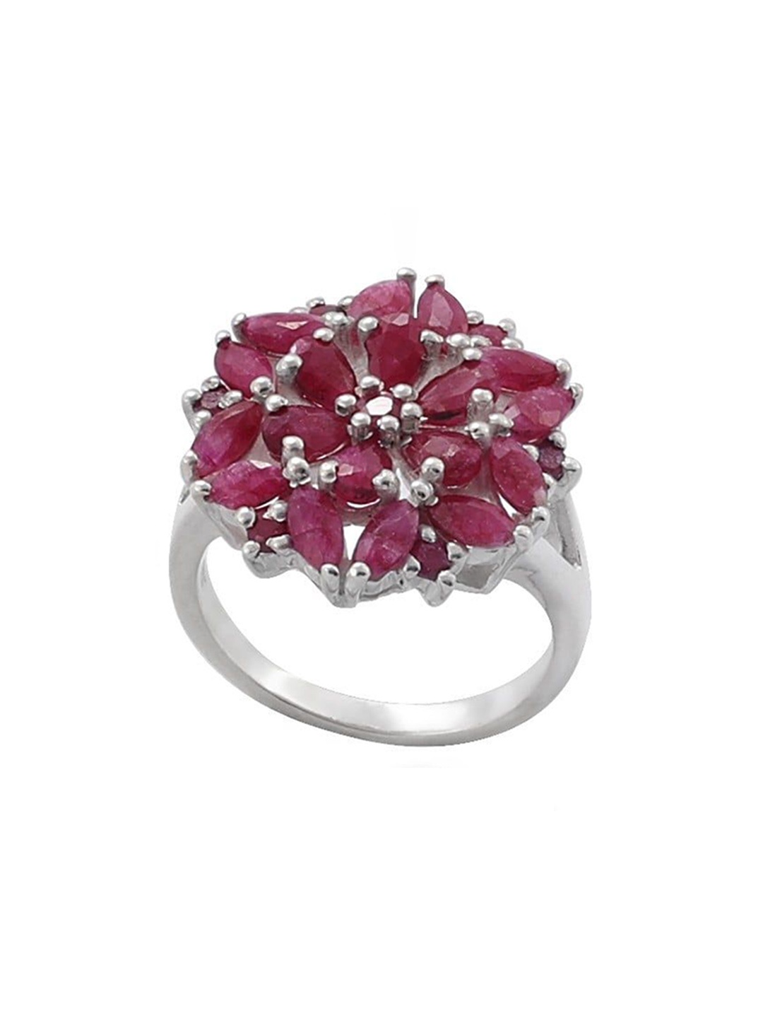 

Exotic India Superfine Precious Ruby Gemstone Sterling Silver Ring