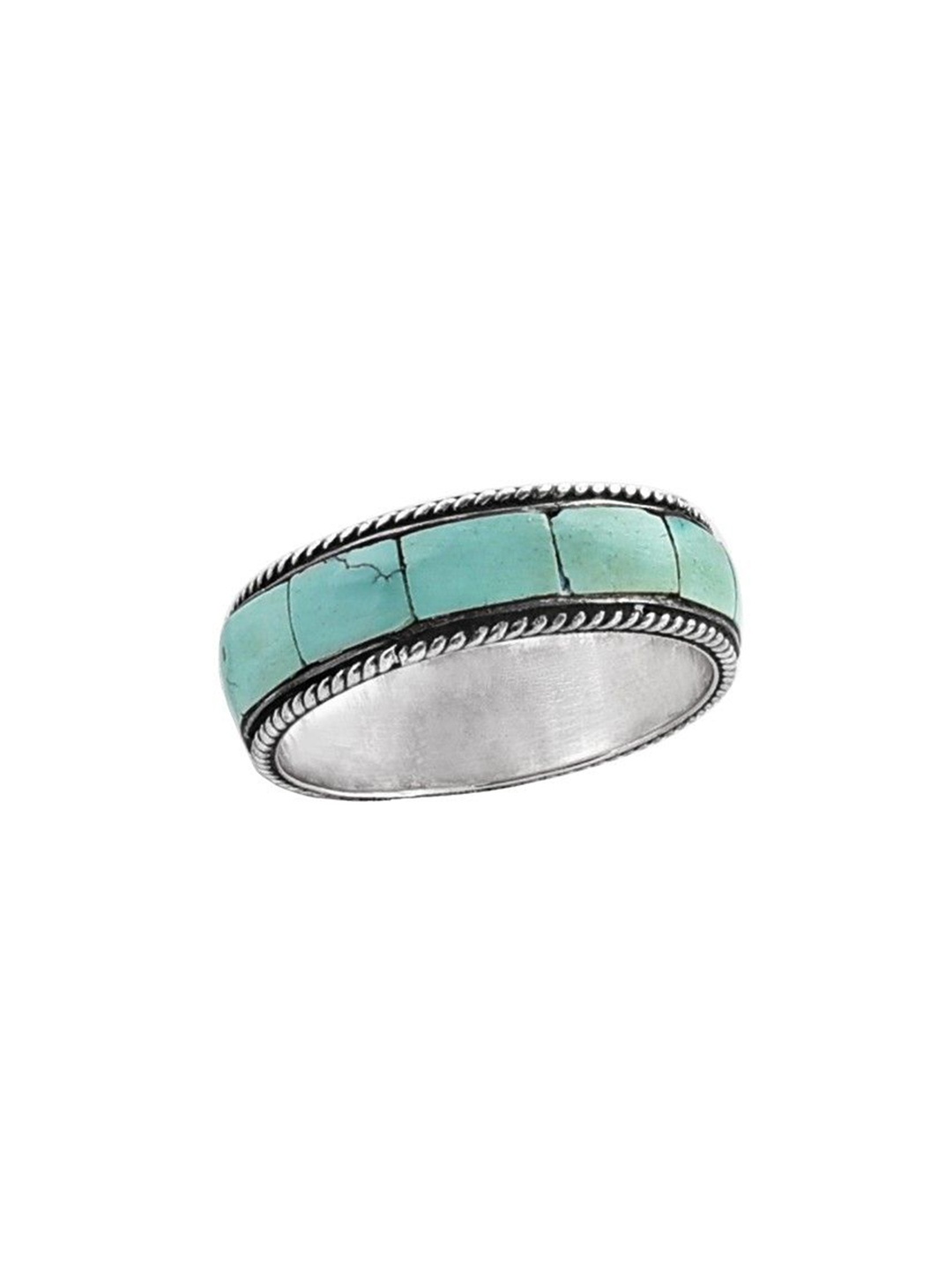 

Exotic India Turquoise Inlay Stone Sterling Silver Ring Made