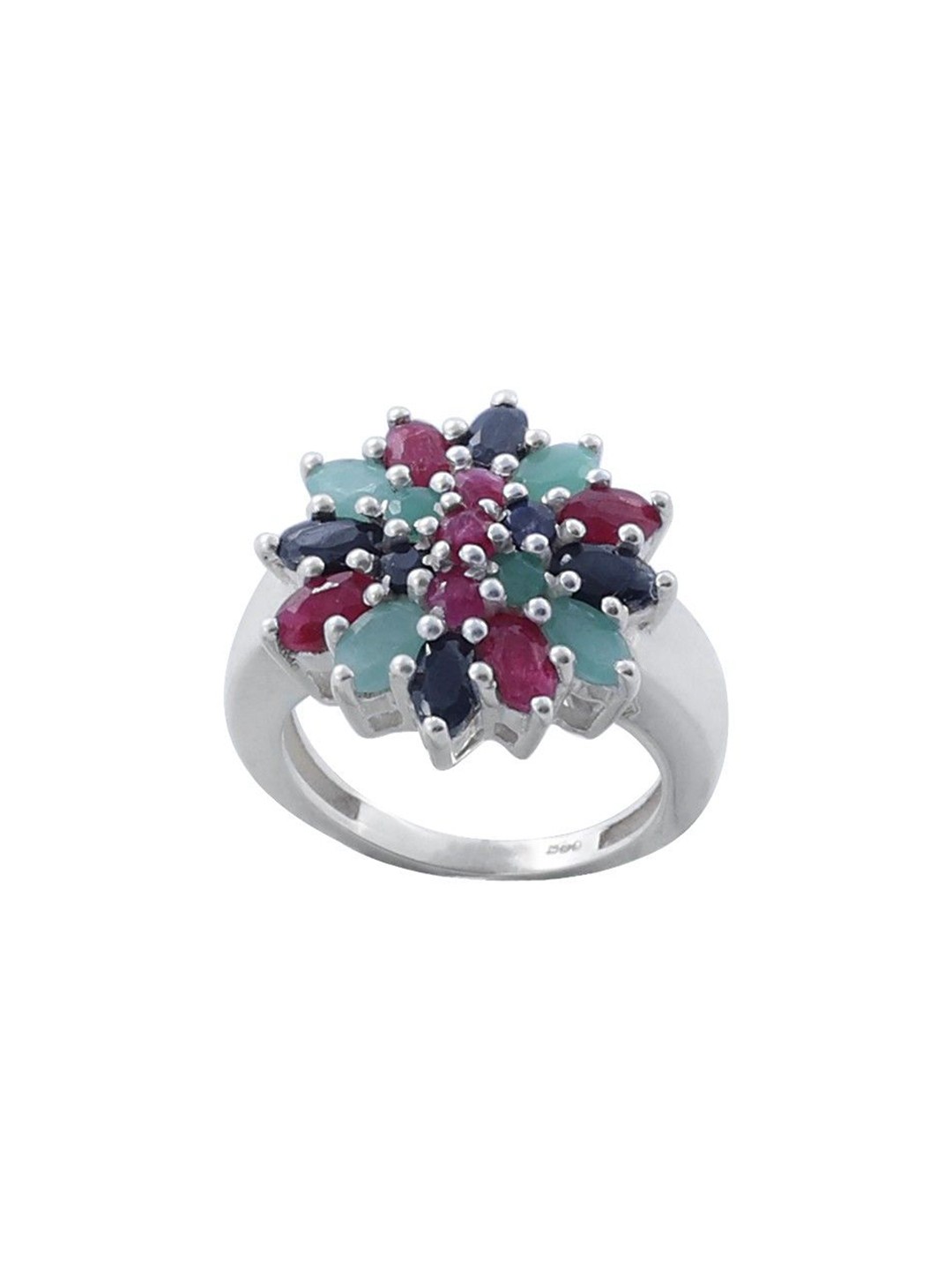 

Exotic India Emerald, Ruby Iolite Superfine Splendid Gemstone Sterling Silver Ring
