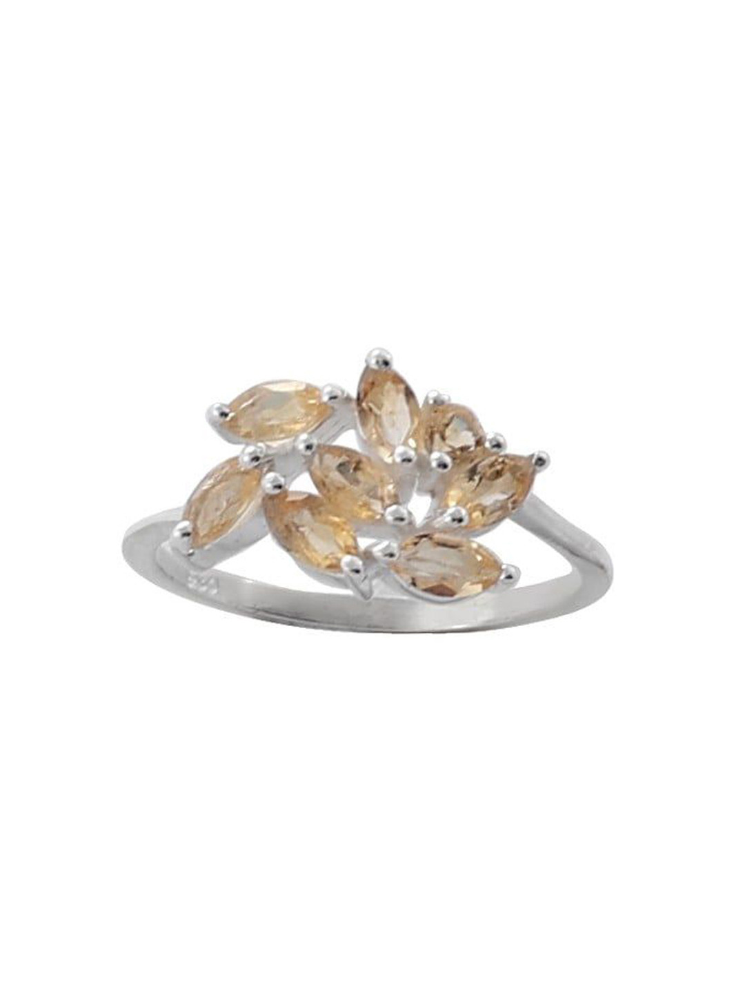 

Exotic India Citrine Stones Sterling Silver Superfine Leafy Designer Ring with