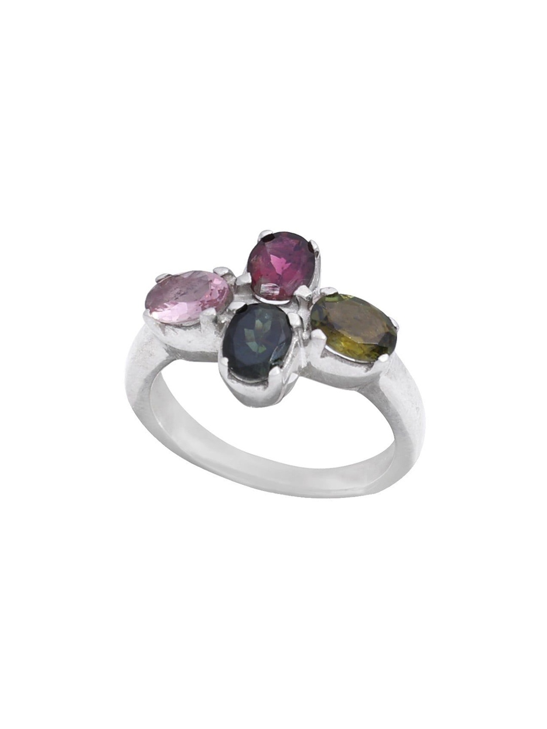 

Exotic India Multi Tourmaline Stone Sterling Silver Ring