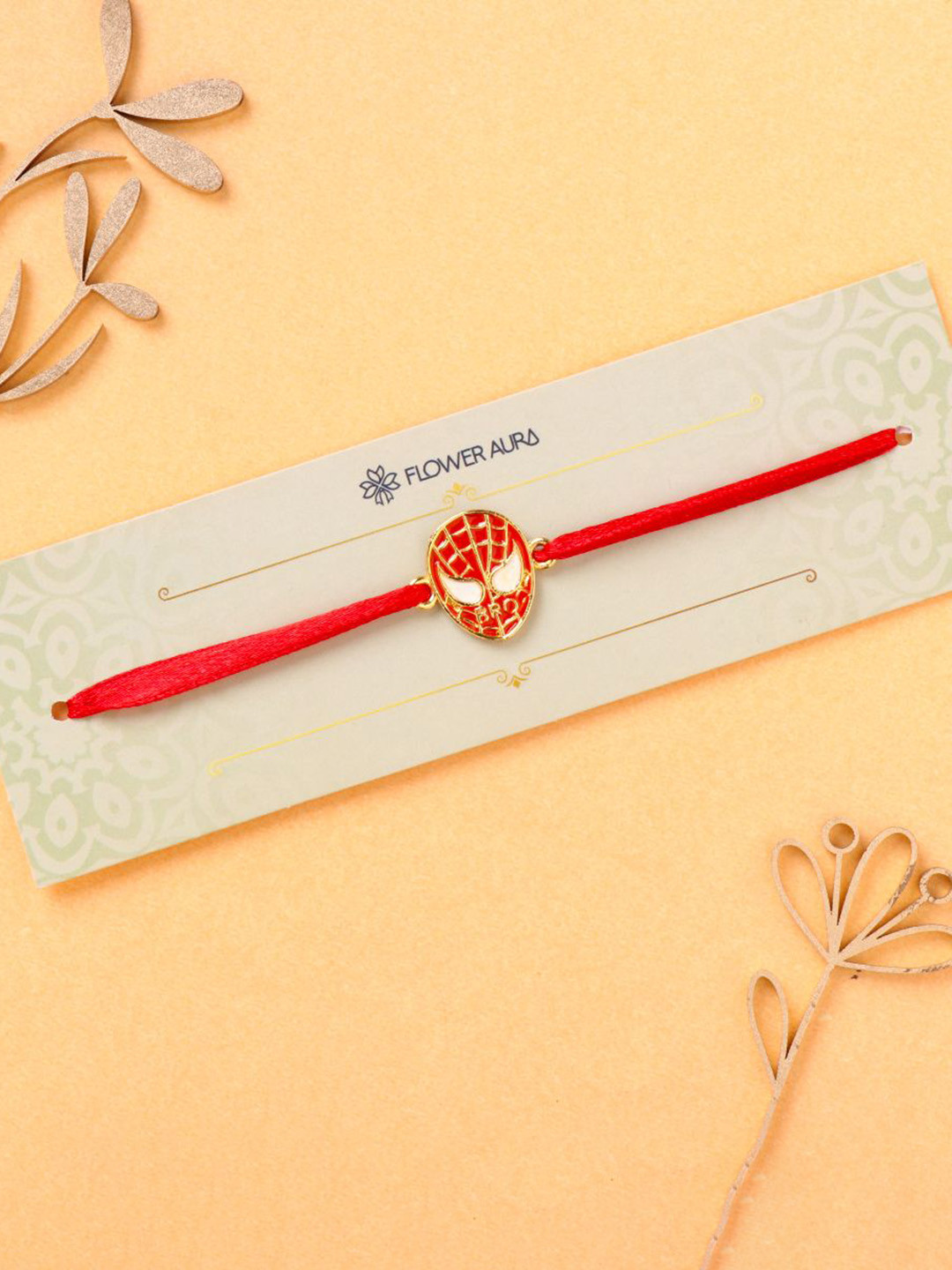 

Floweraura Spiderman Face Thread Rakhi With Roli Chawal, Red