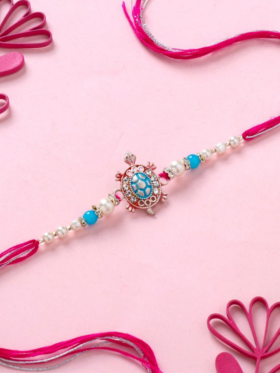 

Floweraura Beaded Thread Rakhi, White