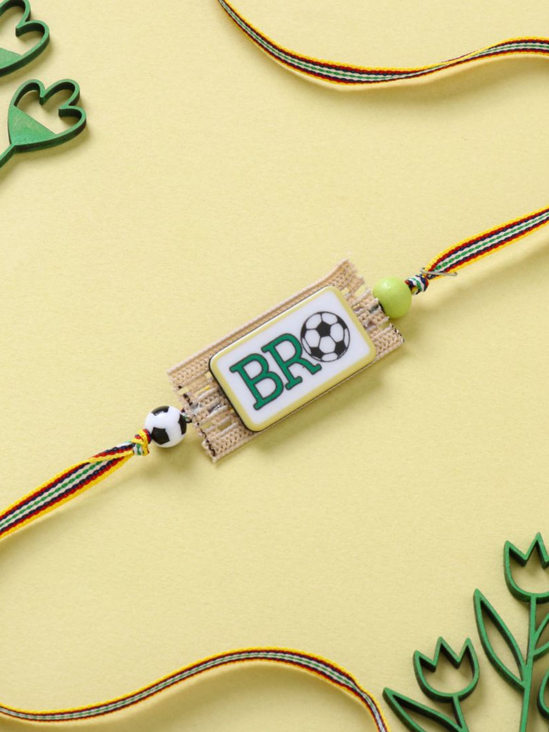 

Floweraura Beaded Thread Rakhi with Roli Chawal, Yellow