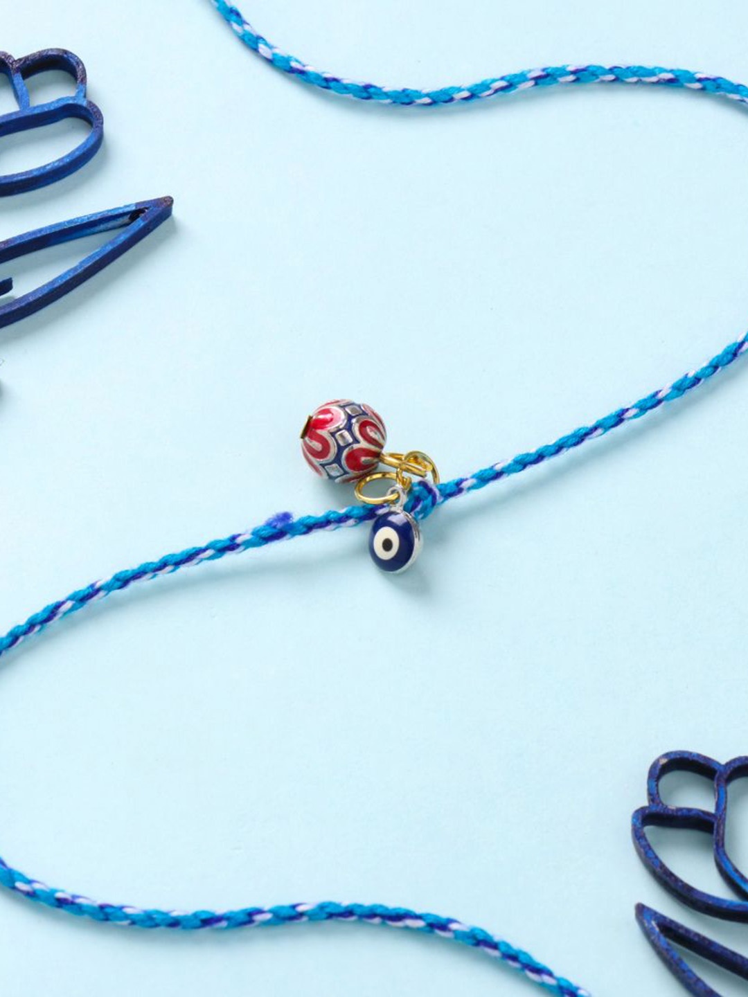 

Floweraura Ghungroo Beaded Thread Rakhi With Roli Chawal, Gold