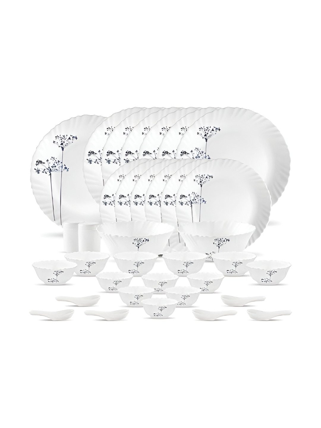 

Laopala Novo Collection White & Blue 35 Pieces Opalware Glass Dinner Set