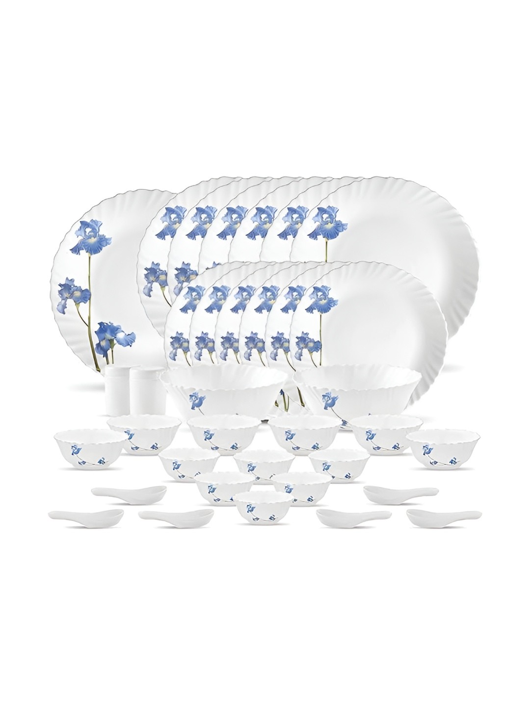 

Laopala Novo Collection White & Blue 35 Pieces Orchids Opalware Glass Dinner Set