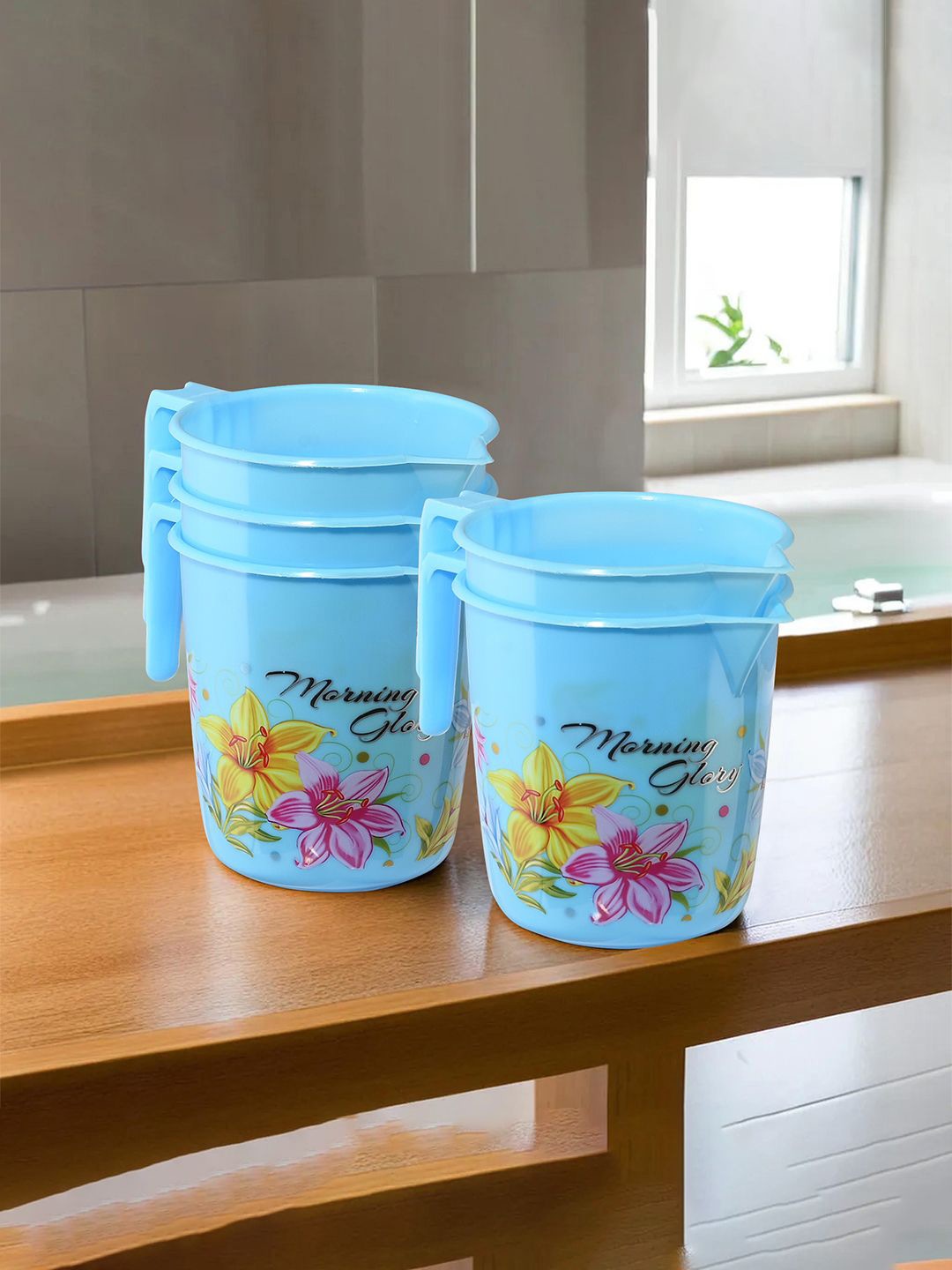 

Kuber Industries Blue & Yellow 5 Pieces Floral Printed Mugs