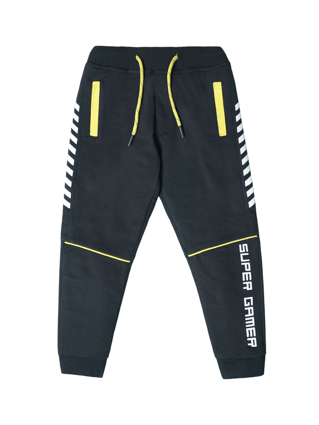 

Nino Togs Boys Printed Cotton Mid-Rise Joggers, Black