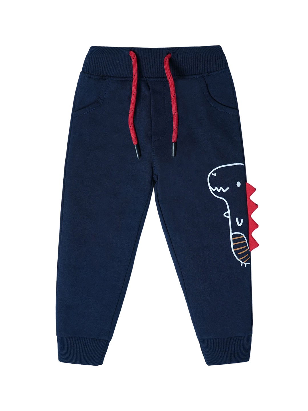 

Nino Togs Boys Printed Pure Cotton Mid-Rise Joggers, Navy blue