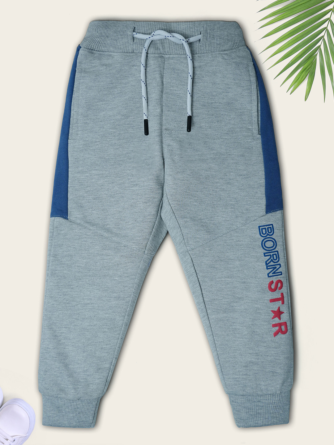 

Nino Togs Boys Printed Pure Cotton Mid-Rise Joggers, Grey