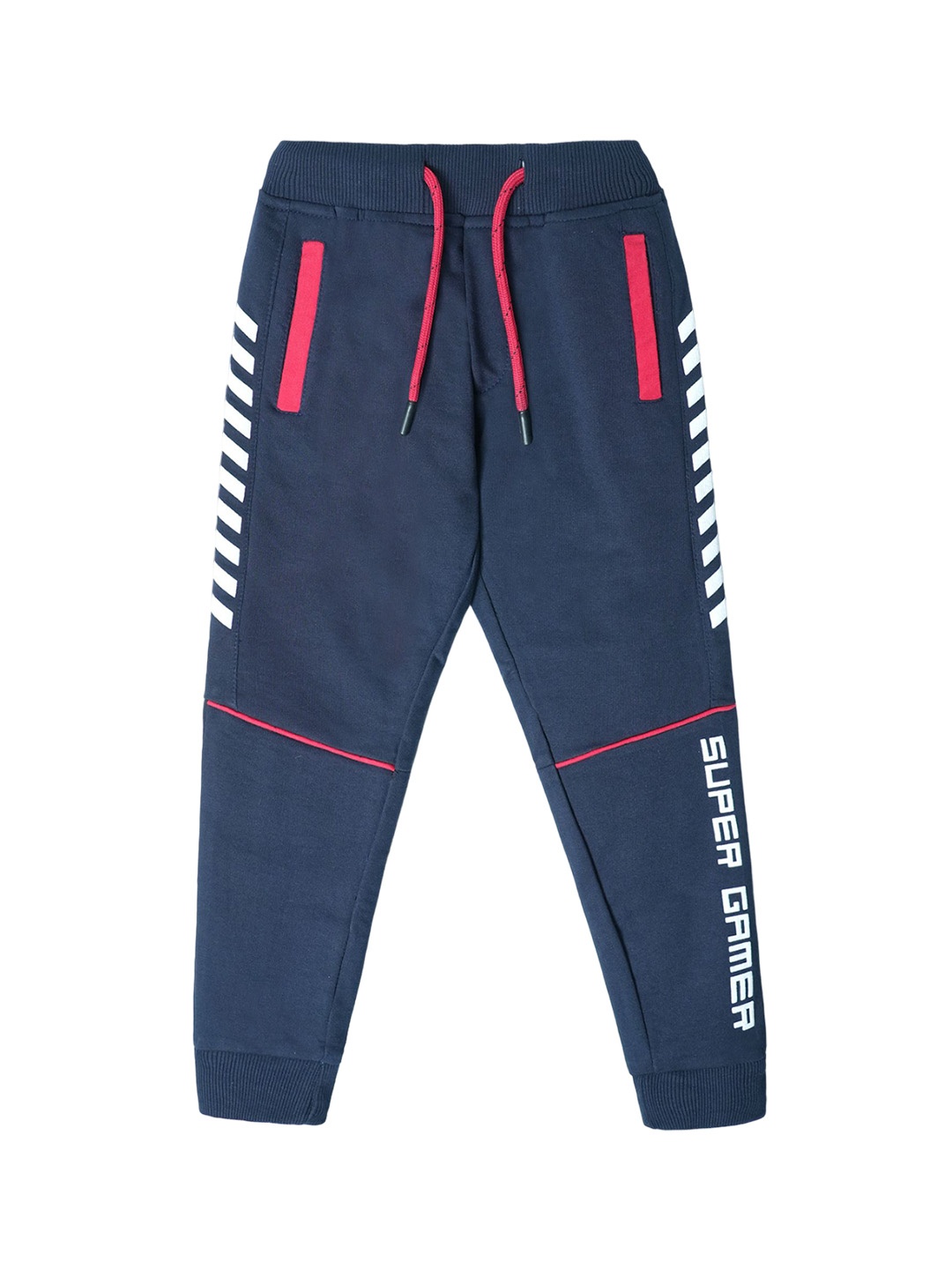 

Nino Togs Boys Regular Fit Printed Pure Cotton Mid-Rise Joggers, Navy blue
