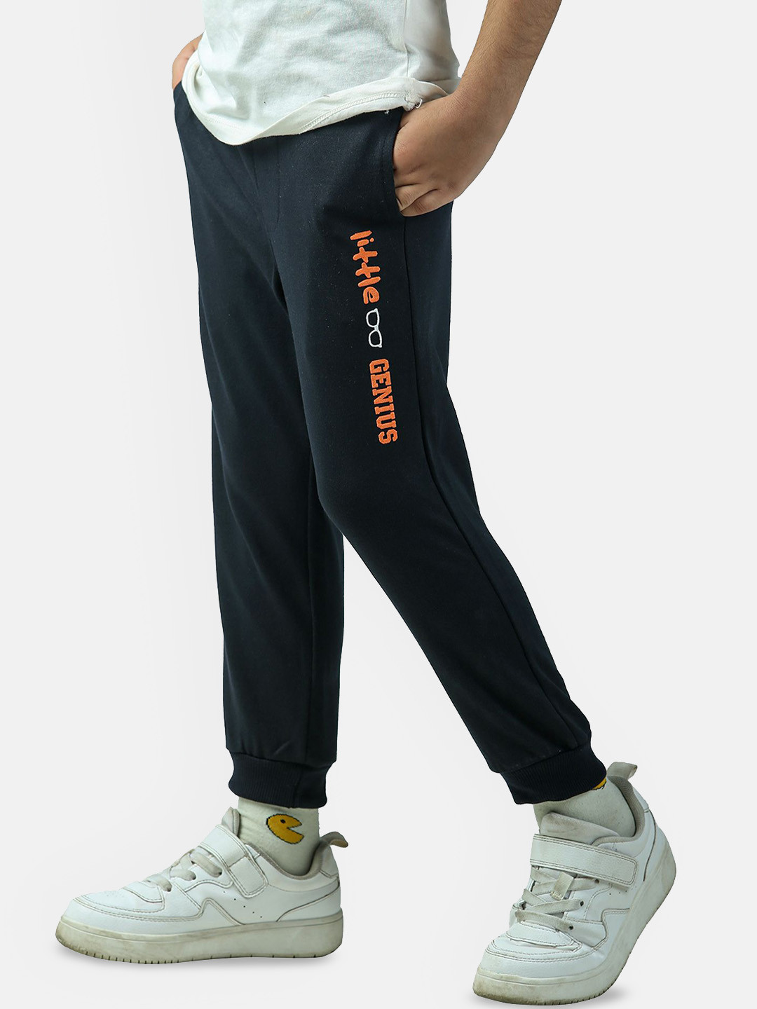 

Nino Togs Boys Printed Pure Cotton Mid-Rise Joggers, Navy blue