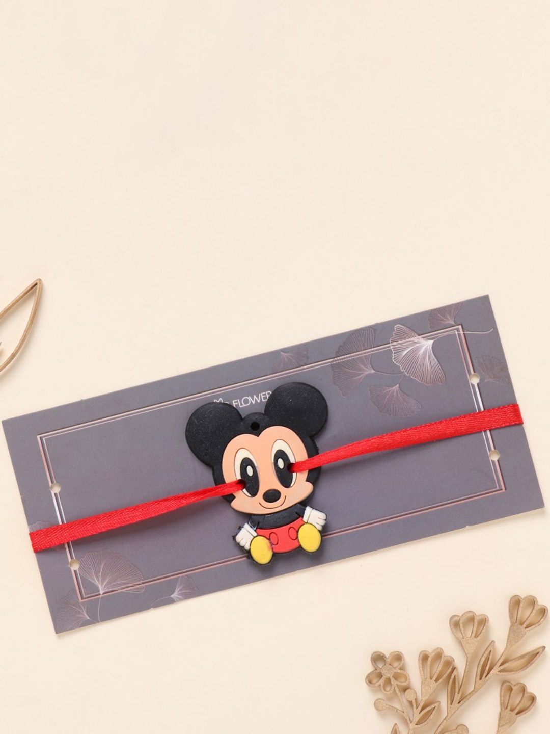 

Floweraura Mini Micky Bracelet Rakhi With Roli & Chawal, Red