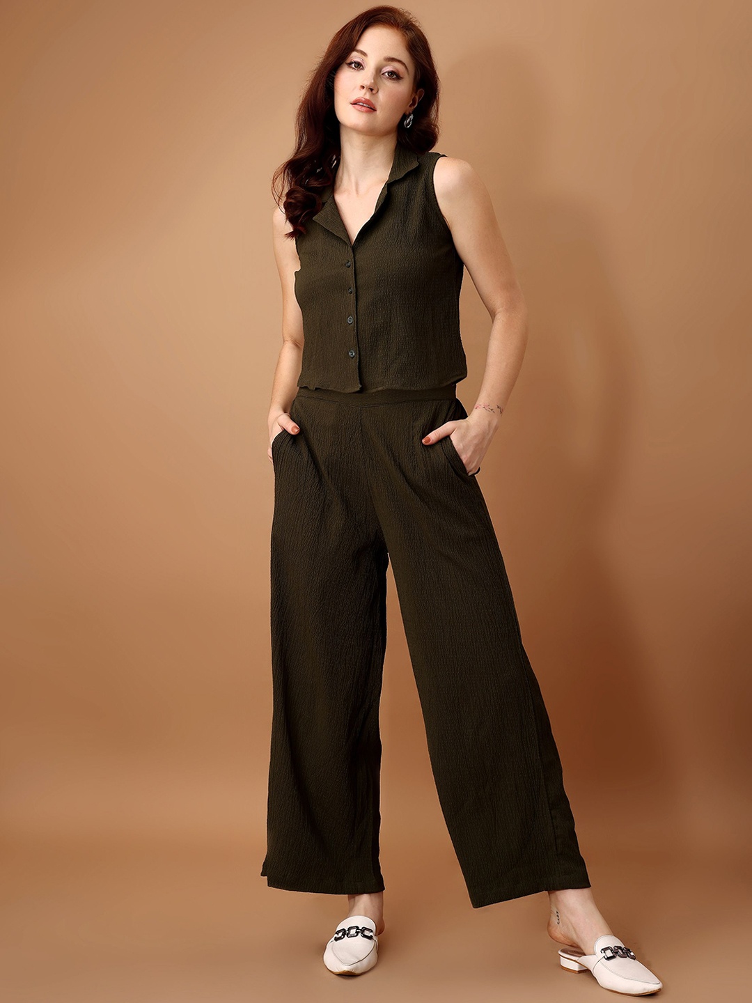 

Fashfun Self Designed Shirt & Trouser, Olive