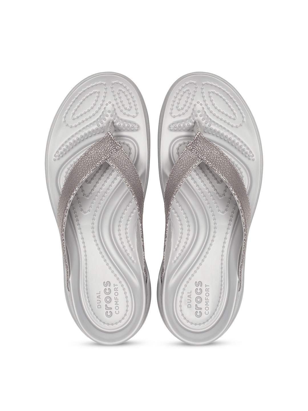

Crocs Women Printed Croslite Thong Flip-Flops, Silver