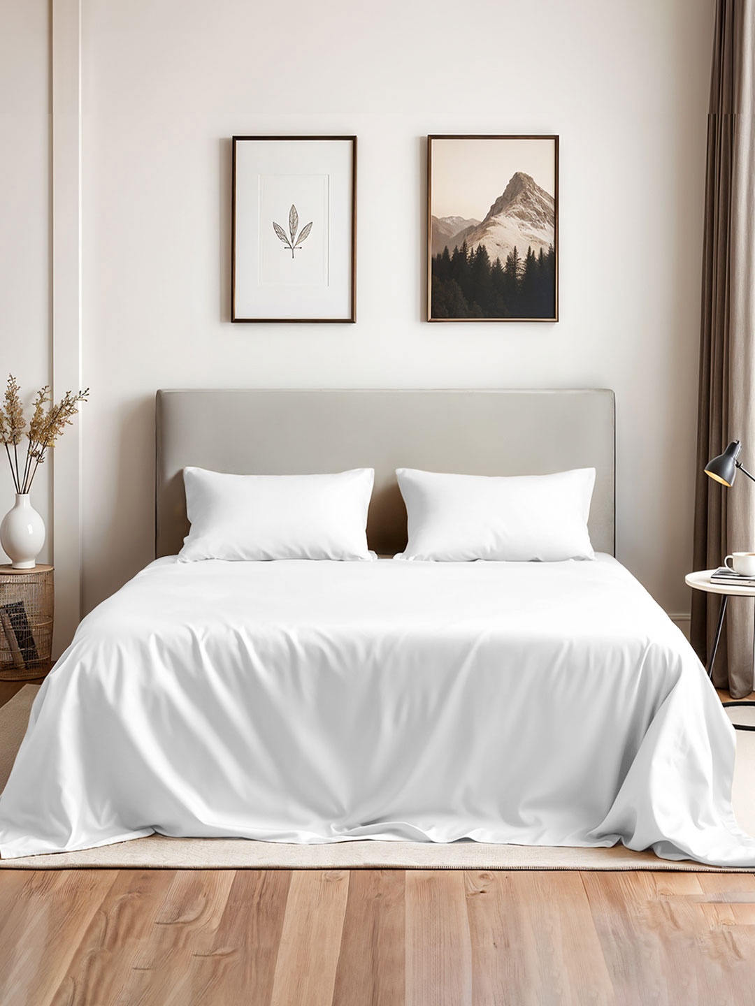 

Myntra Elegant Homes White 300 TC King Bedsheet with 2 Pillow Covers