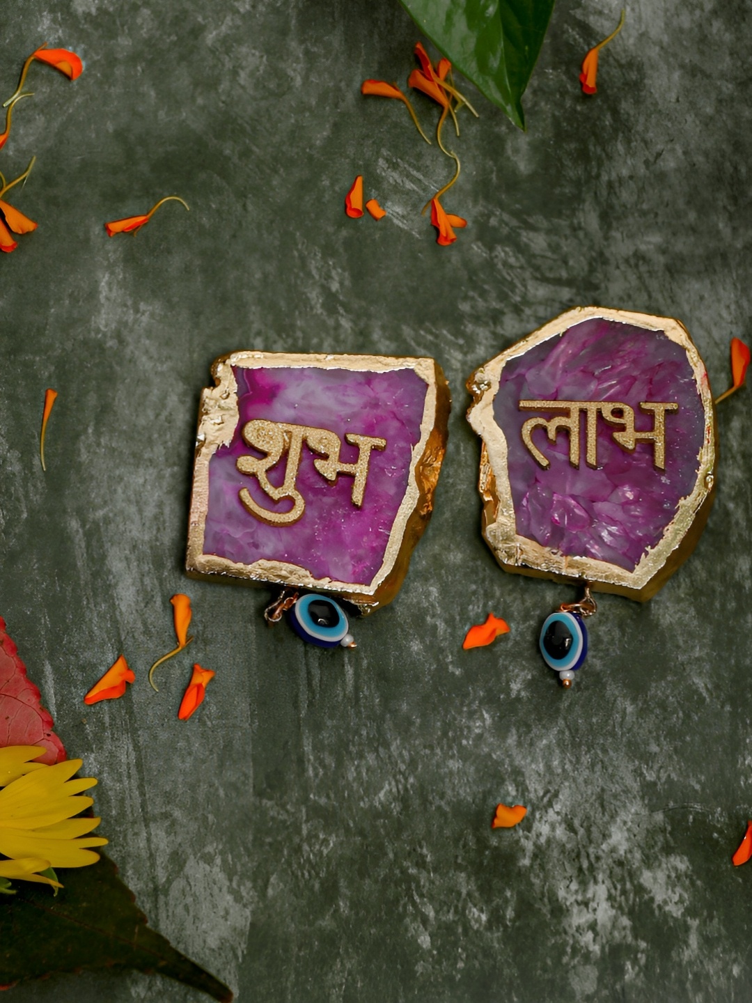 

HOMEARTE Pink & Beige 2 Pieces Shubh-Labh Door Hangings