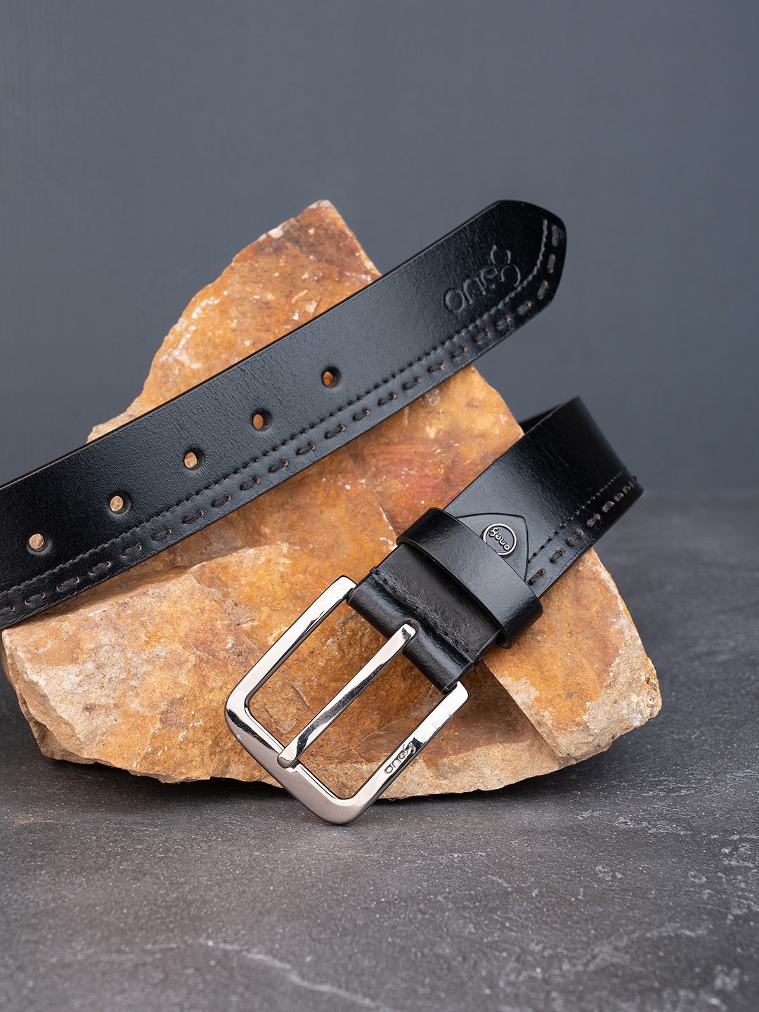 

One8 by Virat Kohli Premium Men Solid Tang Closure Belt, Black